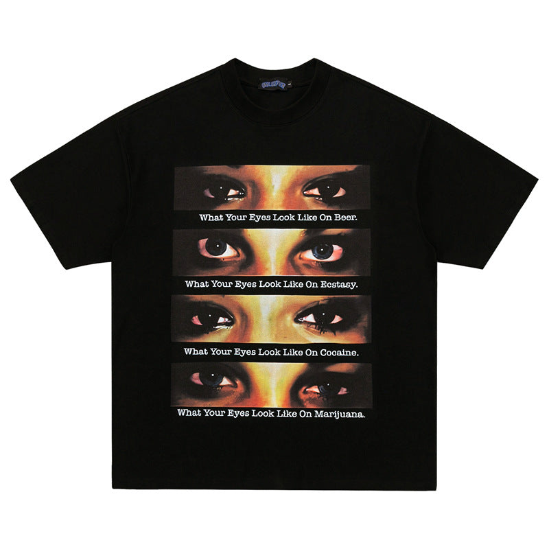 Men's Vintage Print Harajuku Style Loose Tee