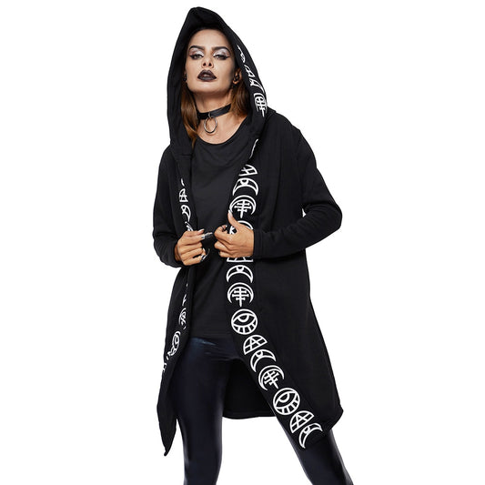 Gothic Chic Black Plus Size Hooded Sweatshirt for Women