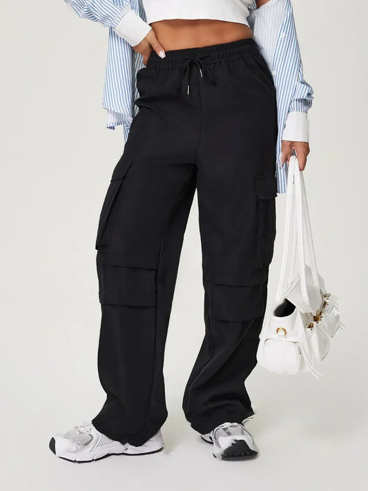 Harajuku Style Drawstring Wide Leg Pants