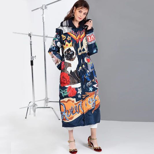 Harajuku Style Vintage X-Long Down Winter Coat