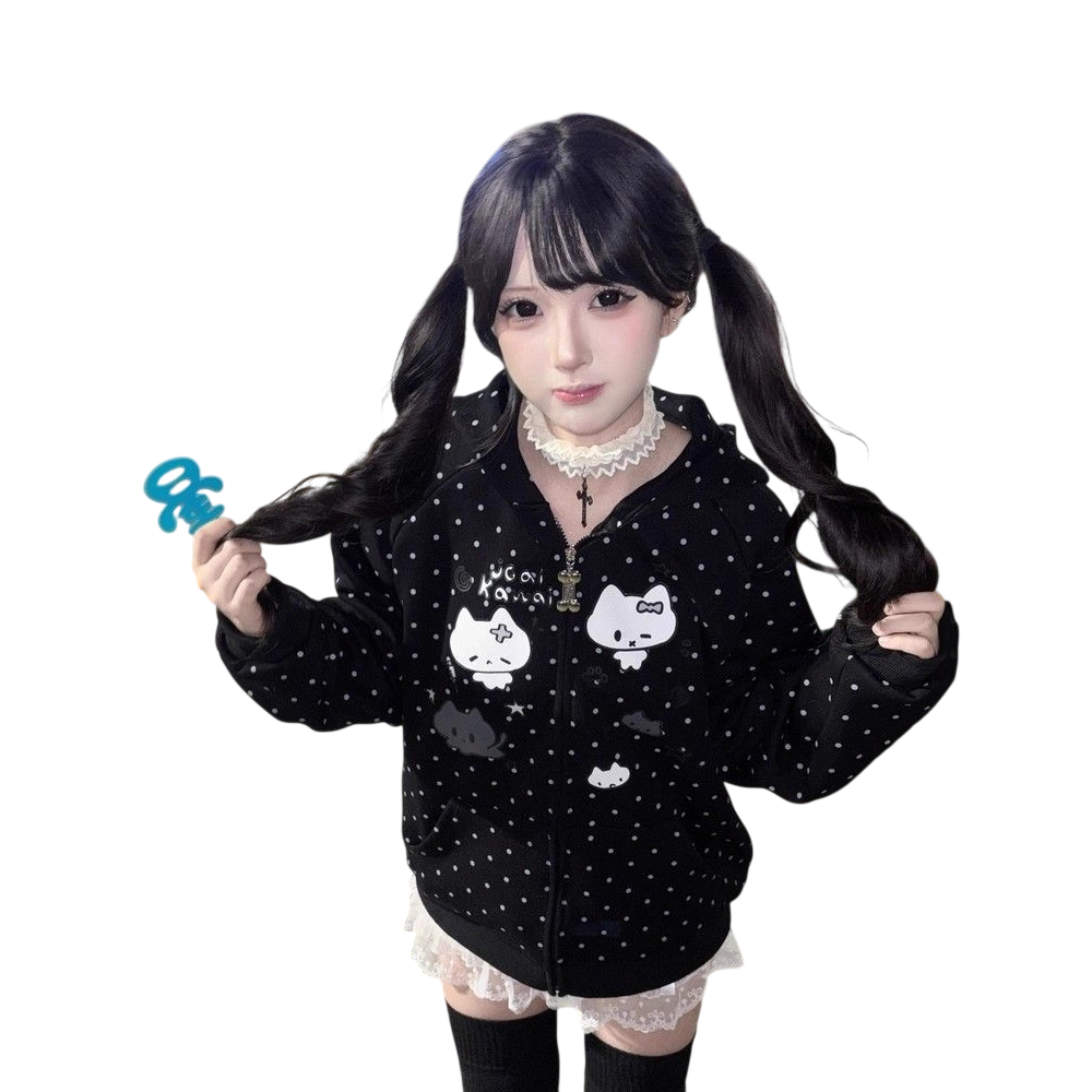 Cute Cat Print Hoodie