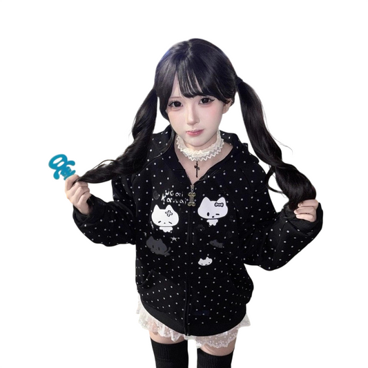 Cute Cat Print Hoodie