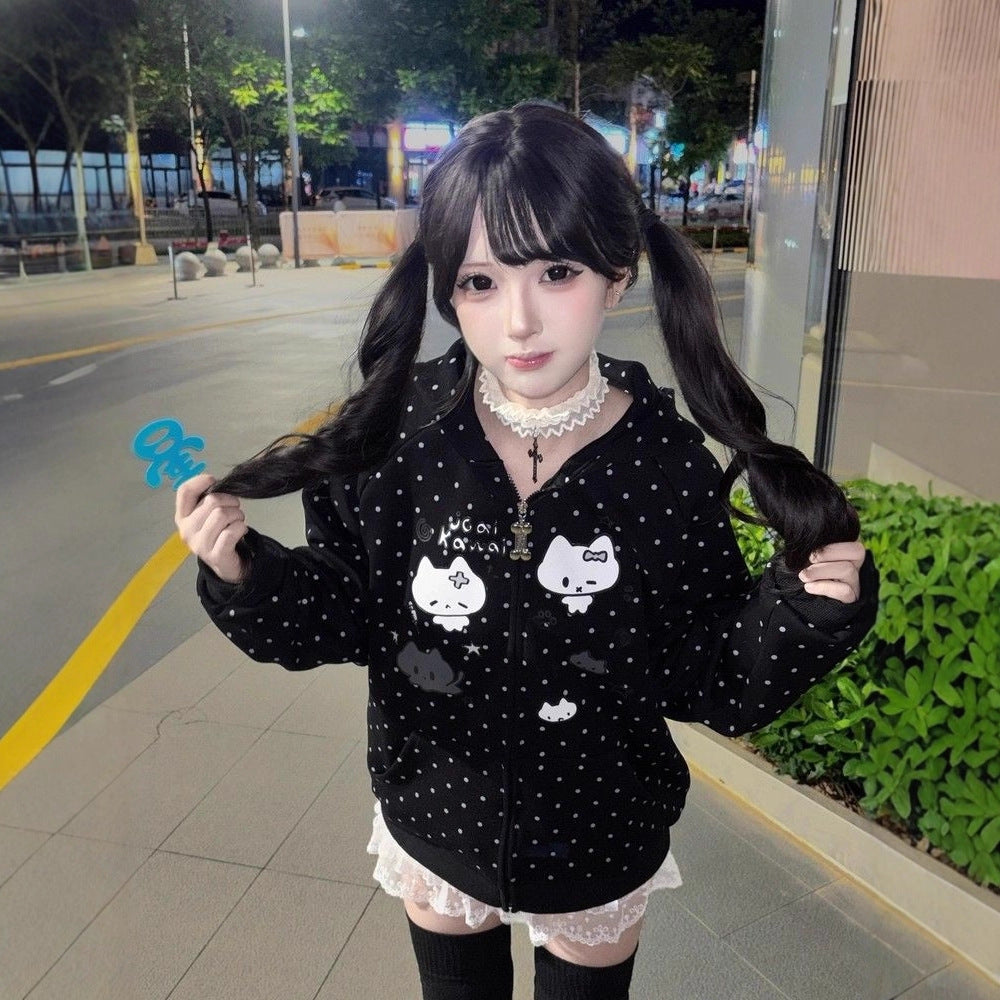 Cute Cat Print Hoodie
