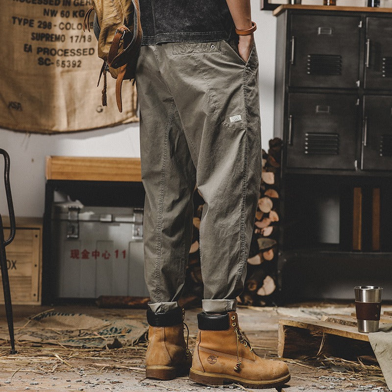 Harajuku Style Retro Work Pants - Trendy Casual Khaki Trousers