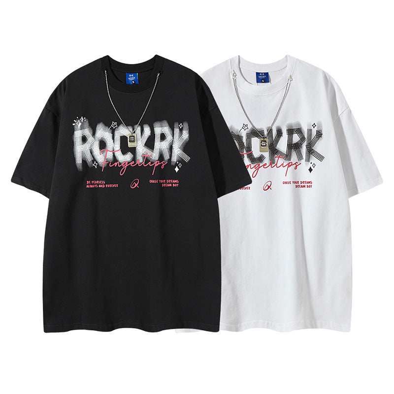 Harajuku Style Loose Fit Necklace T-Shirt for Men