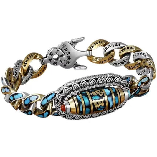 Turquoise Nine-eyed Dzi Bead Bracelet - Harajuku Style