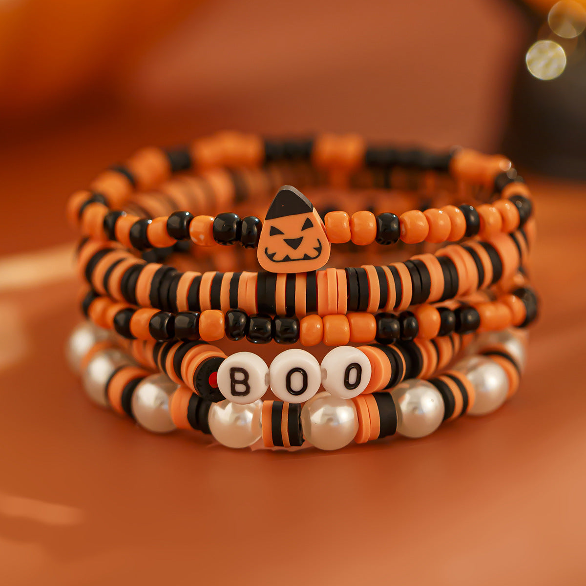 Playful Bat Crystal Bracelet Set for Halloween