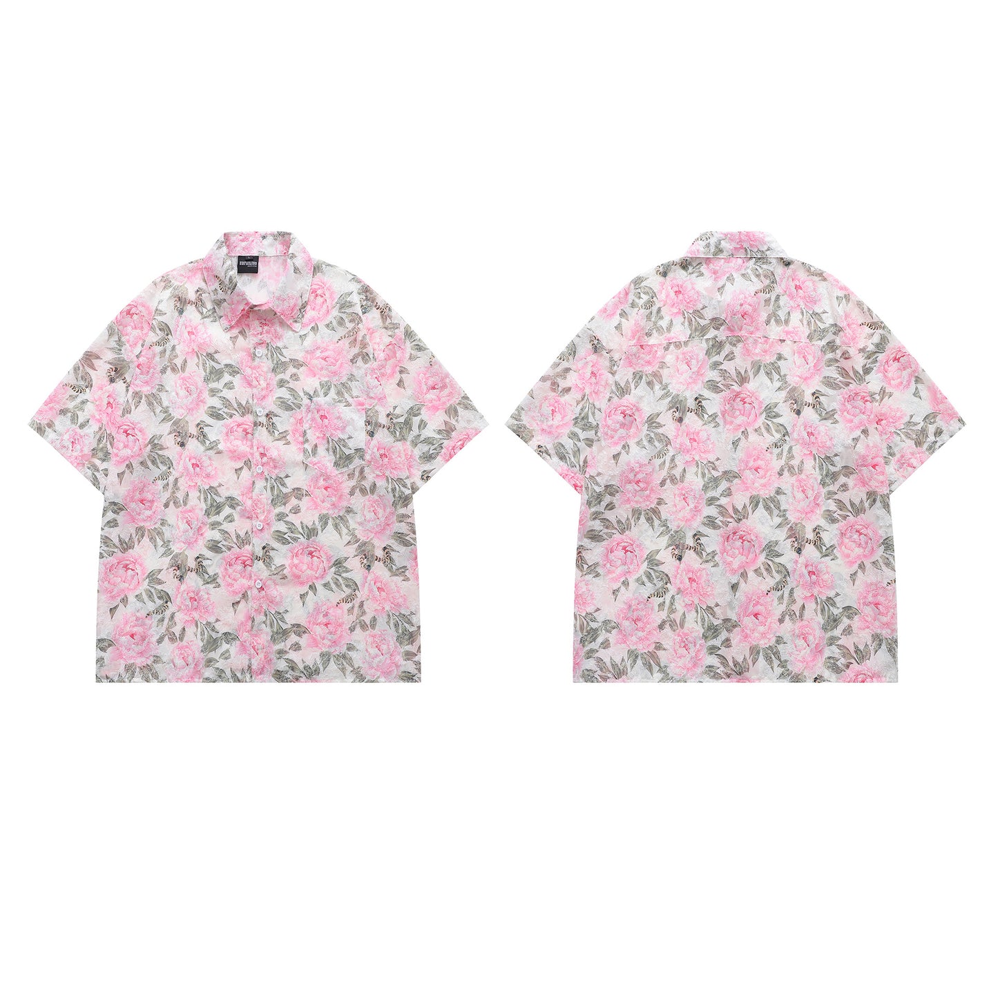 Retro Floral Jacquard Short Sleeve Shirt