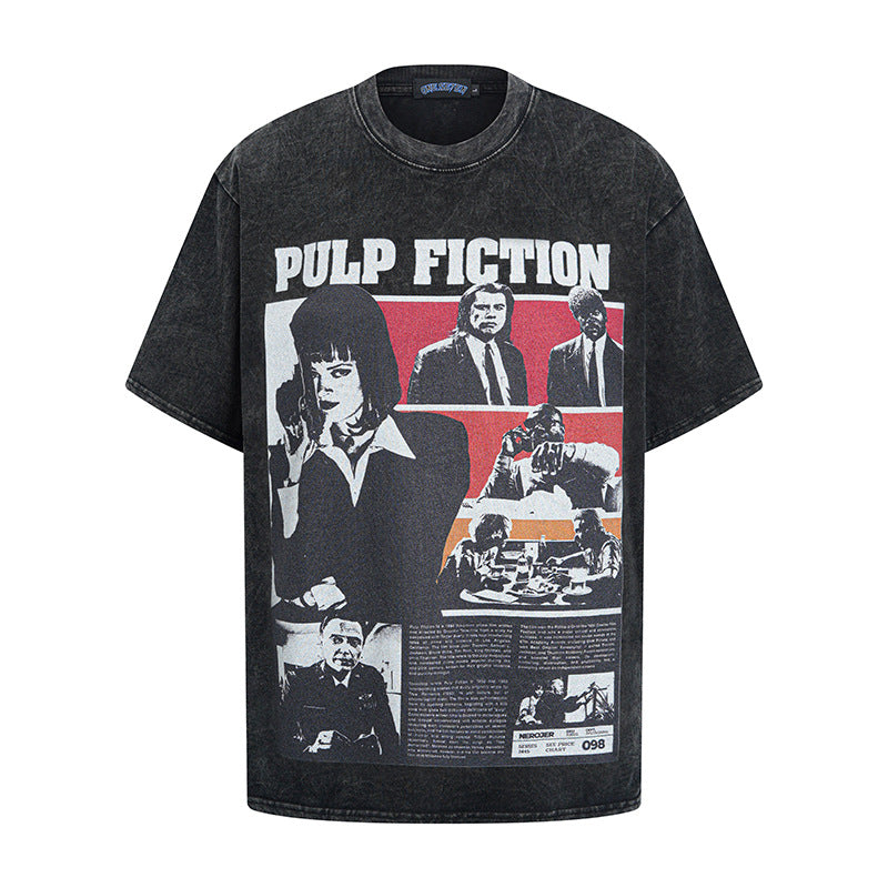 Playful Cartoon Print Cotton T-Shirt for Men