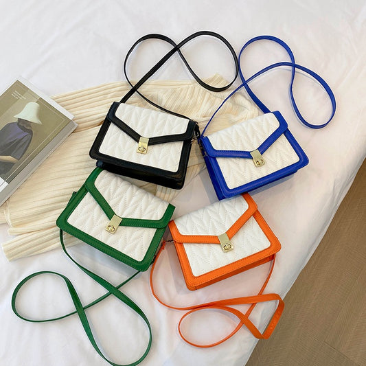 Retro Color Stitching Square Bag - Harajuku Style