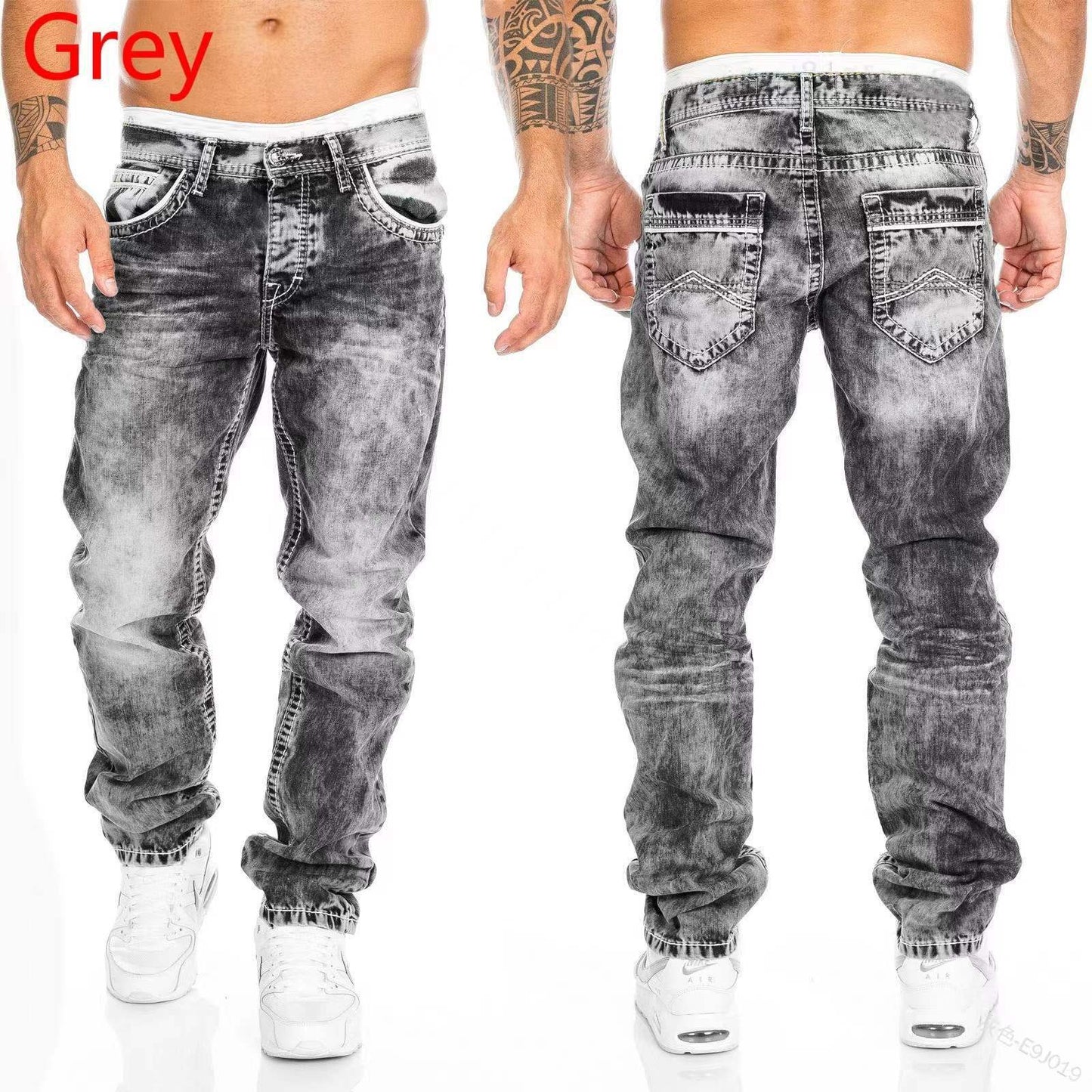 Harajuku Style Casual Straight Leg Men's Jeans
