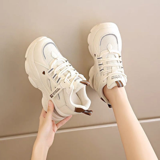 Real Leather Raised Dad Shoes with Air Cushion
