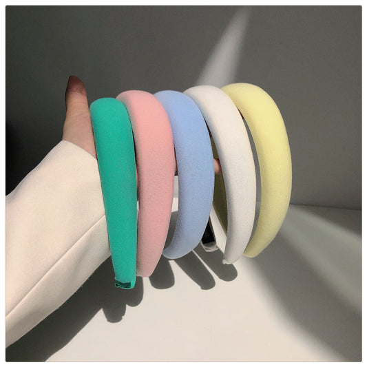 Gentle Cream Color Candy Wide-Brimmed Sponge Headband