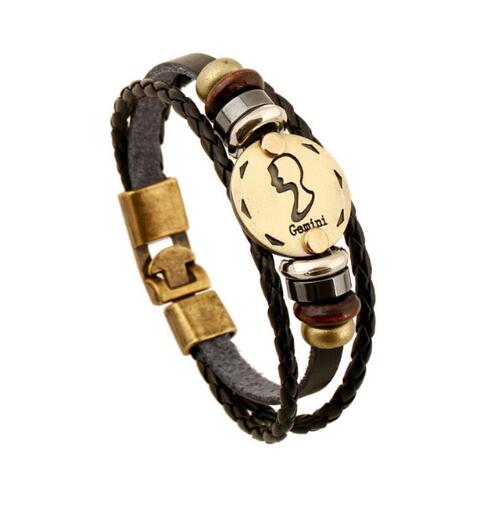 Zodiac Signs Bracelet with Bronze Alloy Buckles