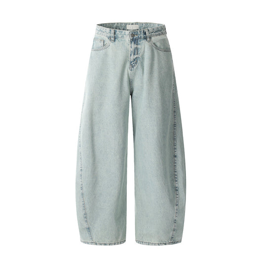 Retro Distressed Wide-Leg Denim Pants