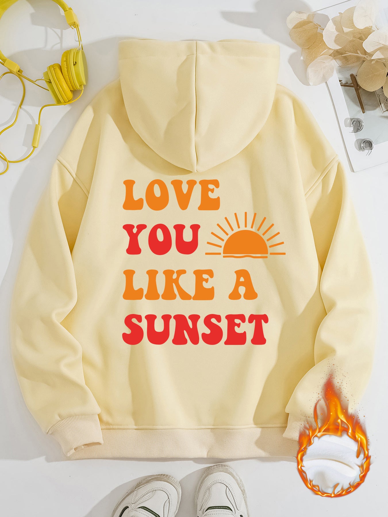 Hooded Long Sleeve Fleece Hoodie with Kangaroo Pocket