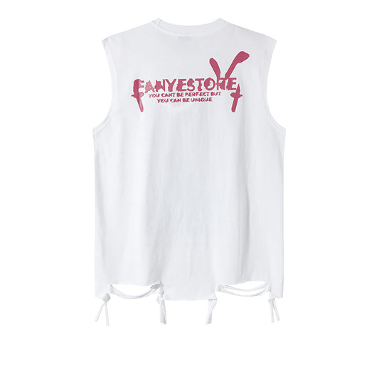 Harajuku Distressed Tank Top - Unisex Summer Sleeveless Tee