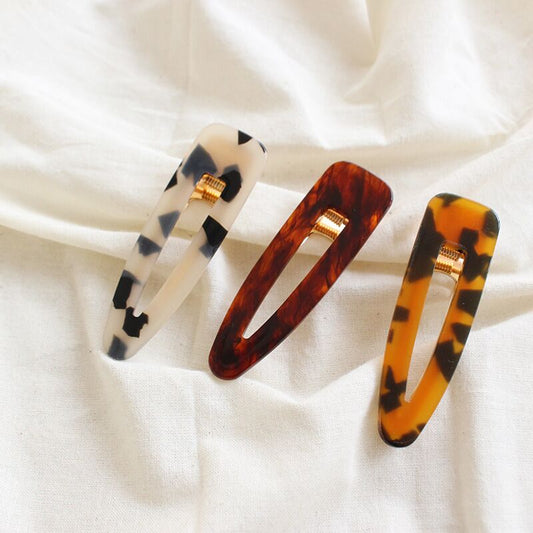 Women Vintage Leopard Print Hair Pin Clip - Geometric Water Drop Shape Hair Accessories