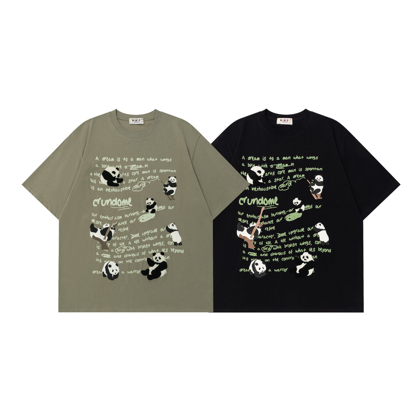 Cute Fuzzy Panda Letter Print Short Sleeve T-Shirt