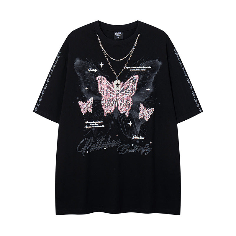 Overlapping Butterfly Print Short Sleeve T-Shirt for Men and Women