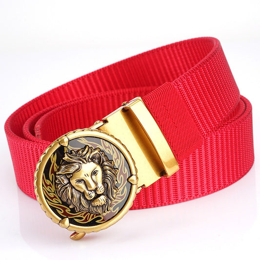 Playful Tank Patterned Nylon Waist Belt with Alloy Automatic Buckle