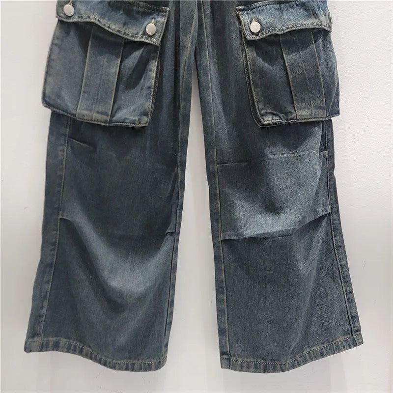 Harajuku Style Multi Pocket Wide Leg Drape Pants