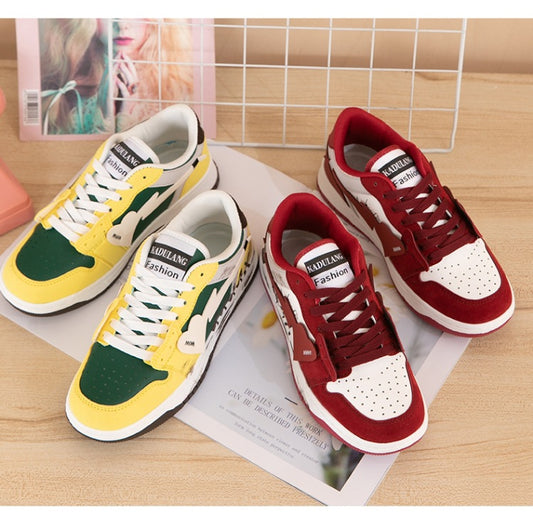 Retro Love Skateboard Shoes - Wine Red