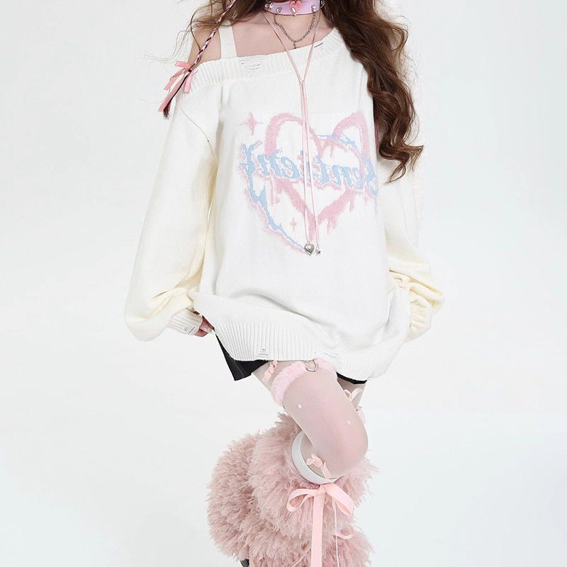 Off Shoulder Loose Knit Sweater