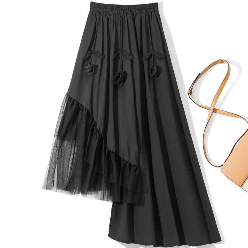 Harajuku Style Floral Asymmetric Skirt