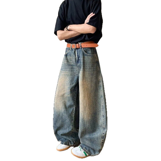 Casual Vintage Blue Wide Leg Knife Pants