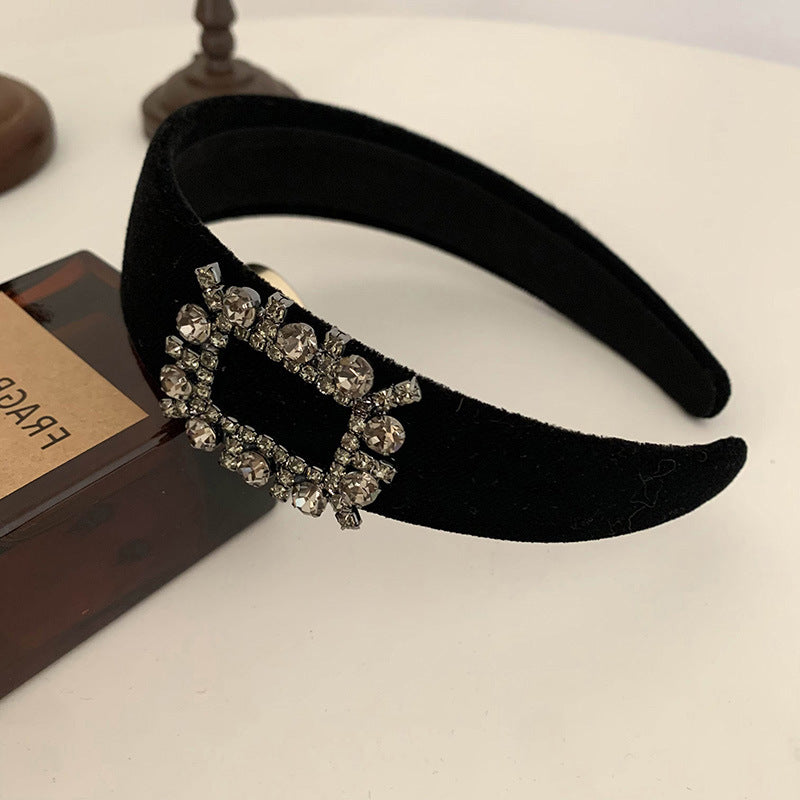 Vintage Silk Velvet Headband with Sparkling Diamonds