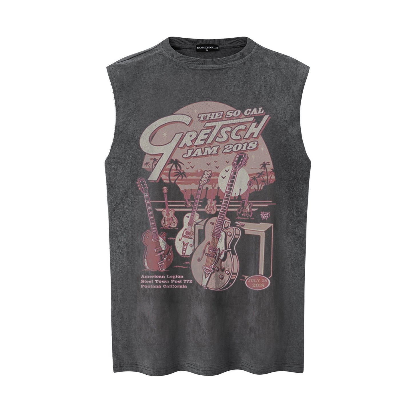 Sunset Guitar Printed Tank Top — Harajuku Street-Style Loose Cotton Tank