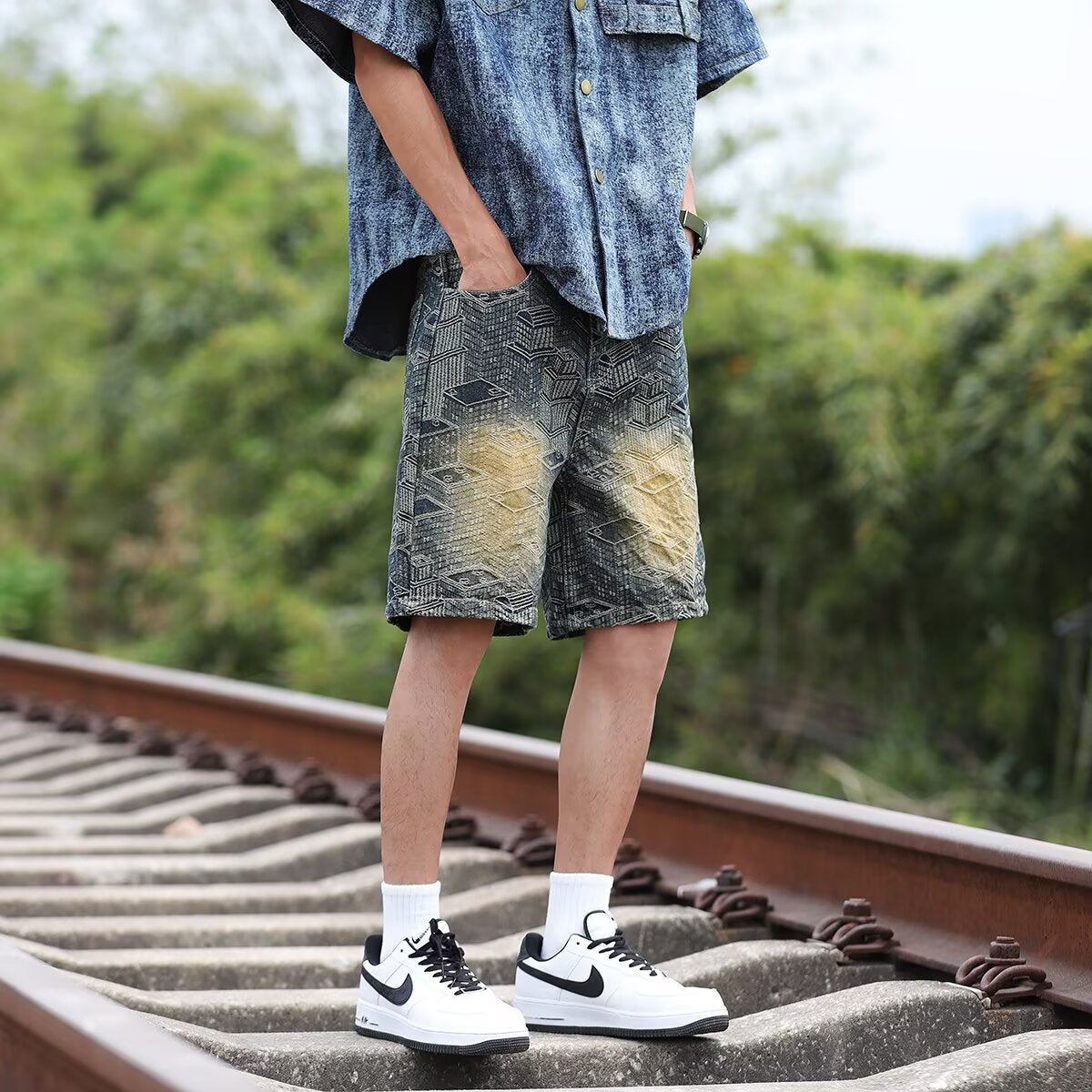 Vintage American Jacquard Summer Shorts