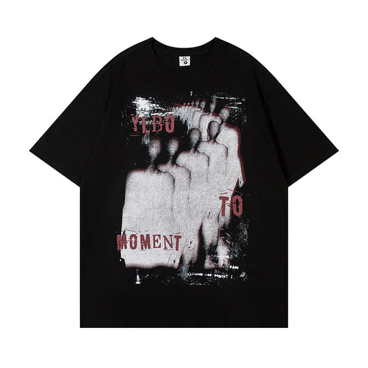 Harajuku Portrait Print Short Sleeve T-Shirt