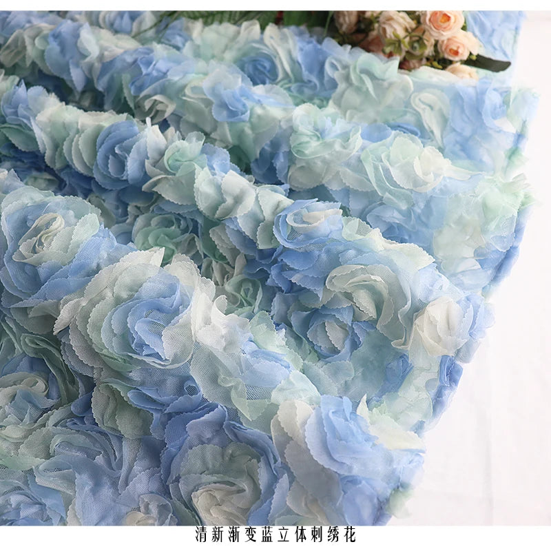 Playful 3D Blue Rose Tulle Midi Skirt - Harajuku Style