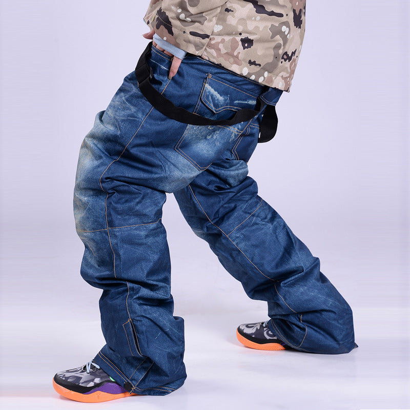 Men's Warm Denim Skiing Pants for Ultimate Comfort