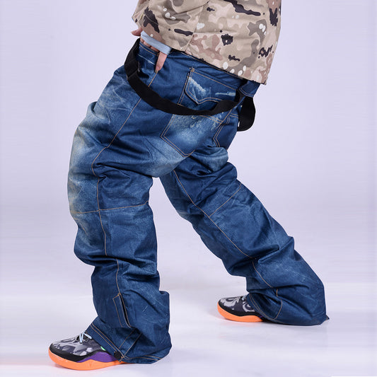Men's Warm Denim Skiing Pants for Ultimate Comfort