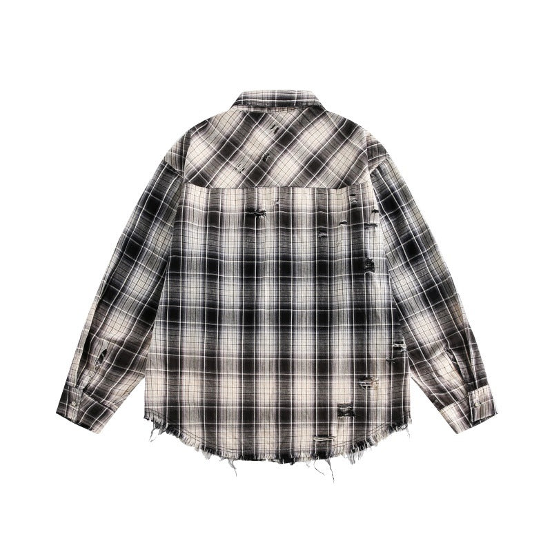 Gradient Plaid Harajuku Style Shirt for Men & Women