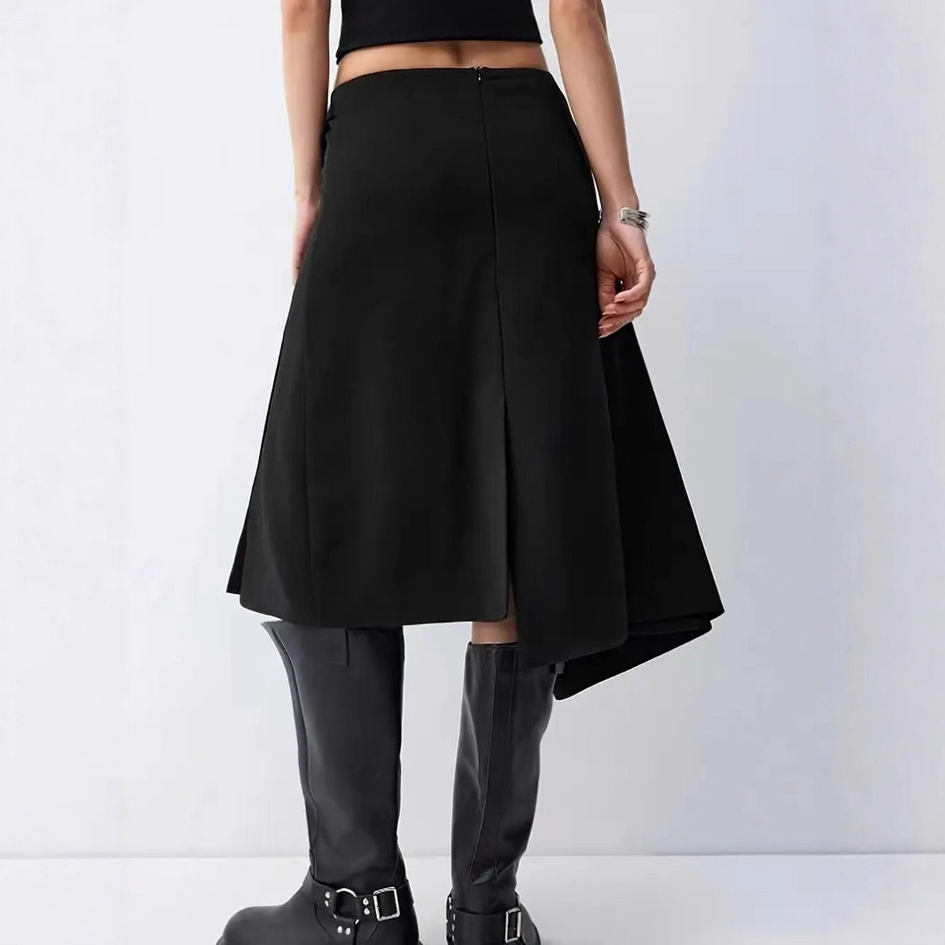 High-Waisted Irregular Slit Women's Half Skirt