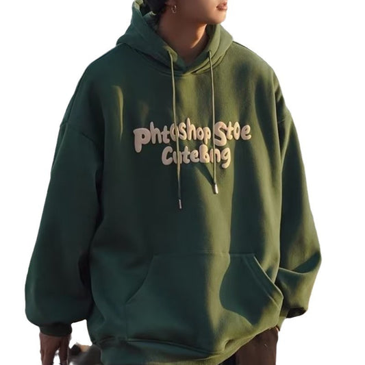 Harajuku Style Fleece-Lined Hooded Sweatshirt - Unisex Loose Fit