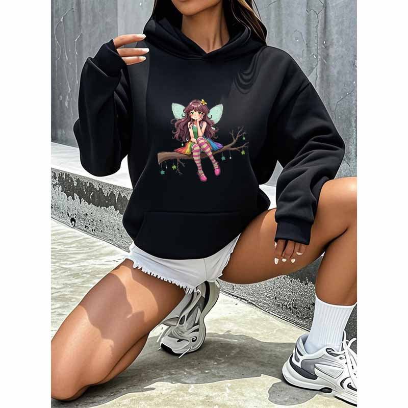 Cartoon Fairy Hooded Sweatshirt - Playful Harajuku Style