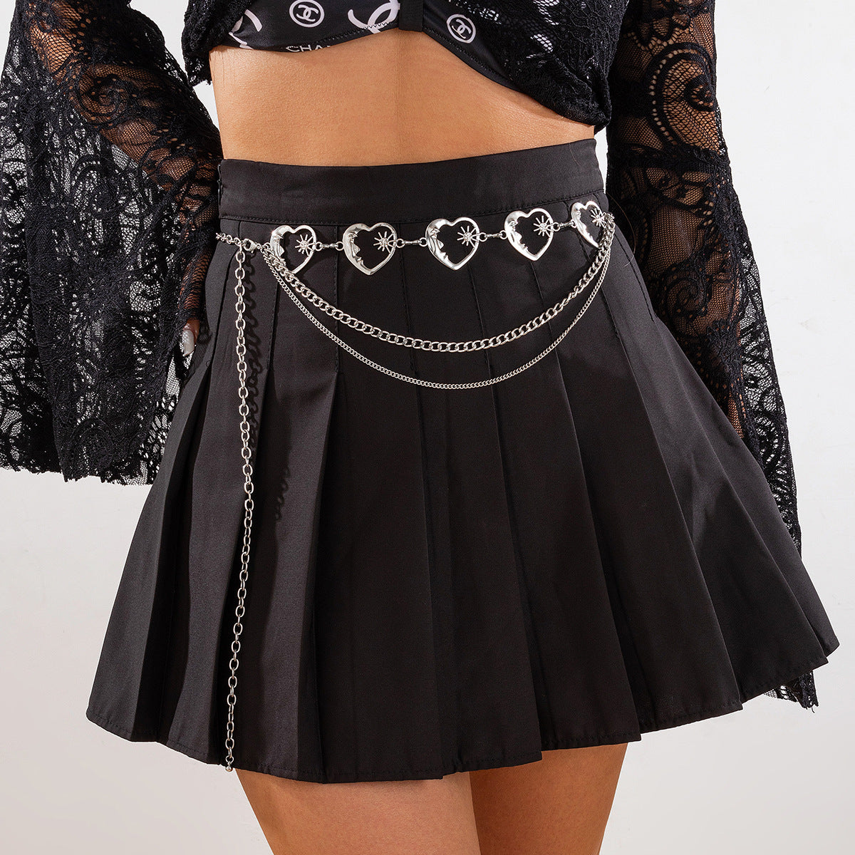 Gothic Spider Web Waist Chain with Sunflower Detail