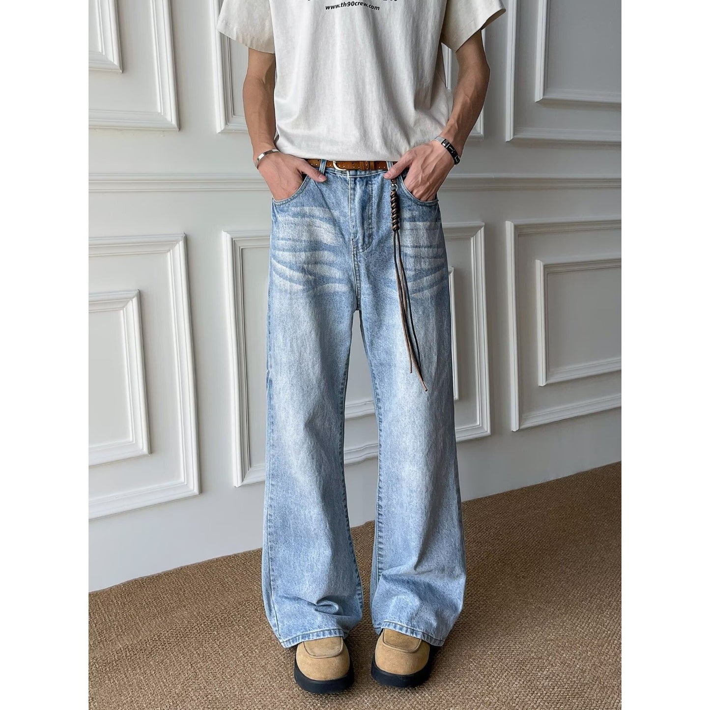 Men's Loose Straight Leg Flared Jeans - Harajuku Style