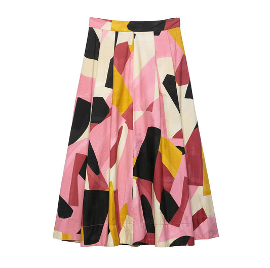 Harajuku Style Elastic Waist Printed Half Skirt for Women