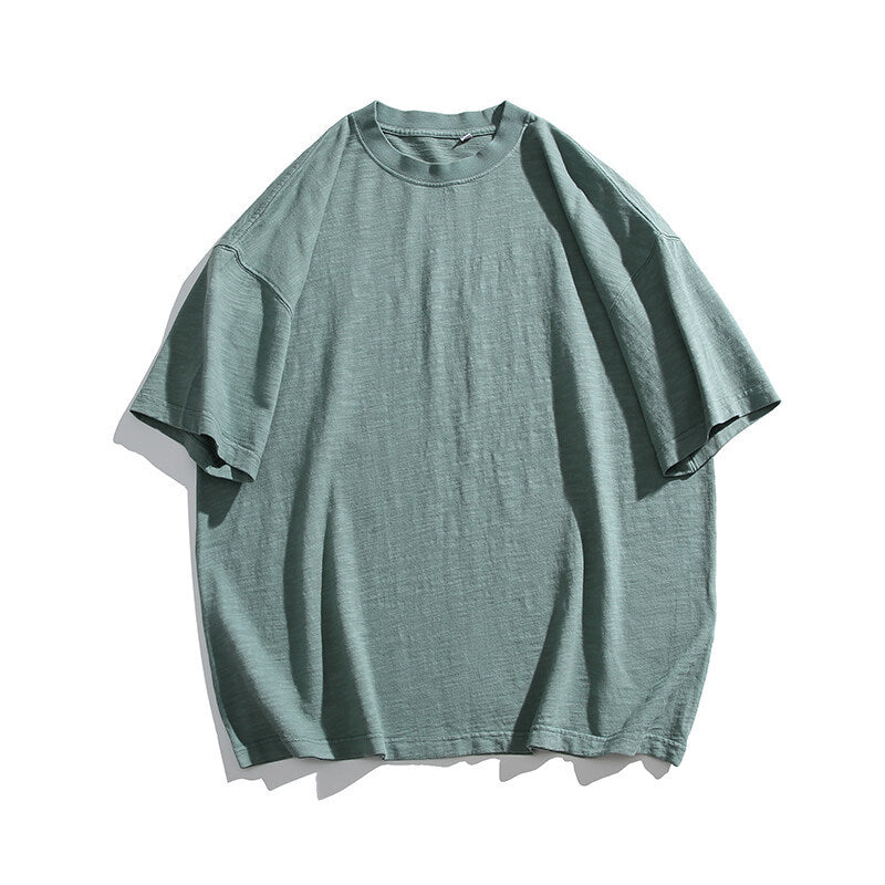 Harajuku Style Wash Bamboo Cotton Round Neck T-Shirt
