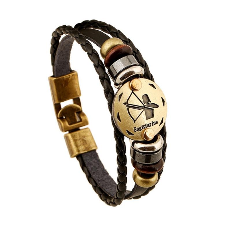 Zodiac Signs Bracelet with Bronze Alloy Buckles