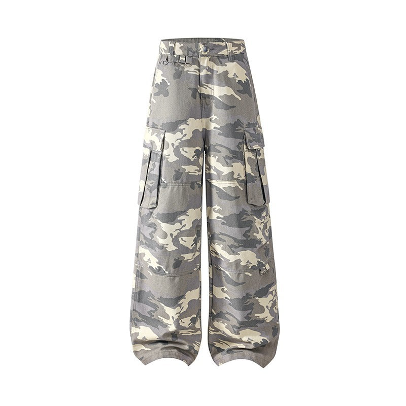 Harajuku Style Camouflage Wide Leg Jeans for Men