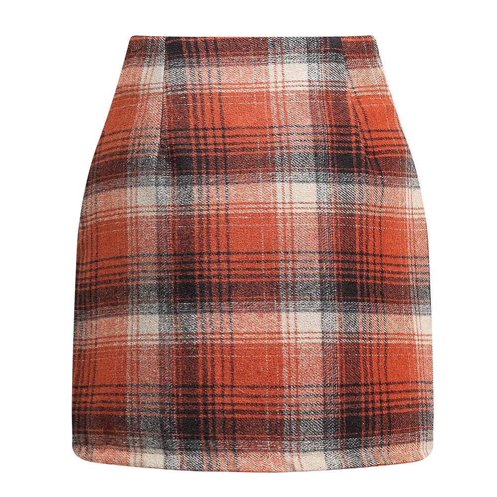 Women's High Waisted Plaid Pencil Skirt - Harajuku Style