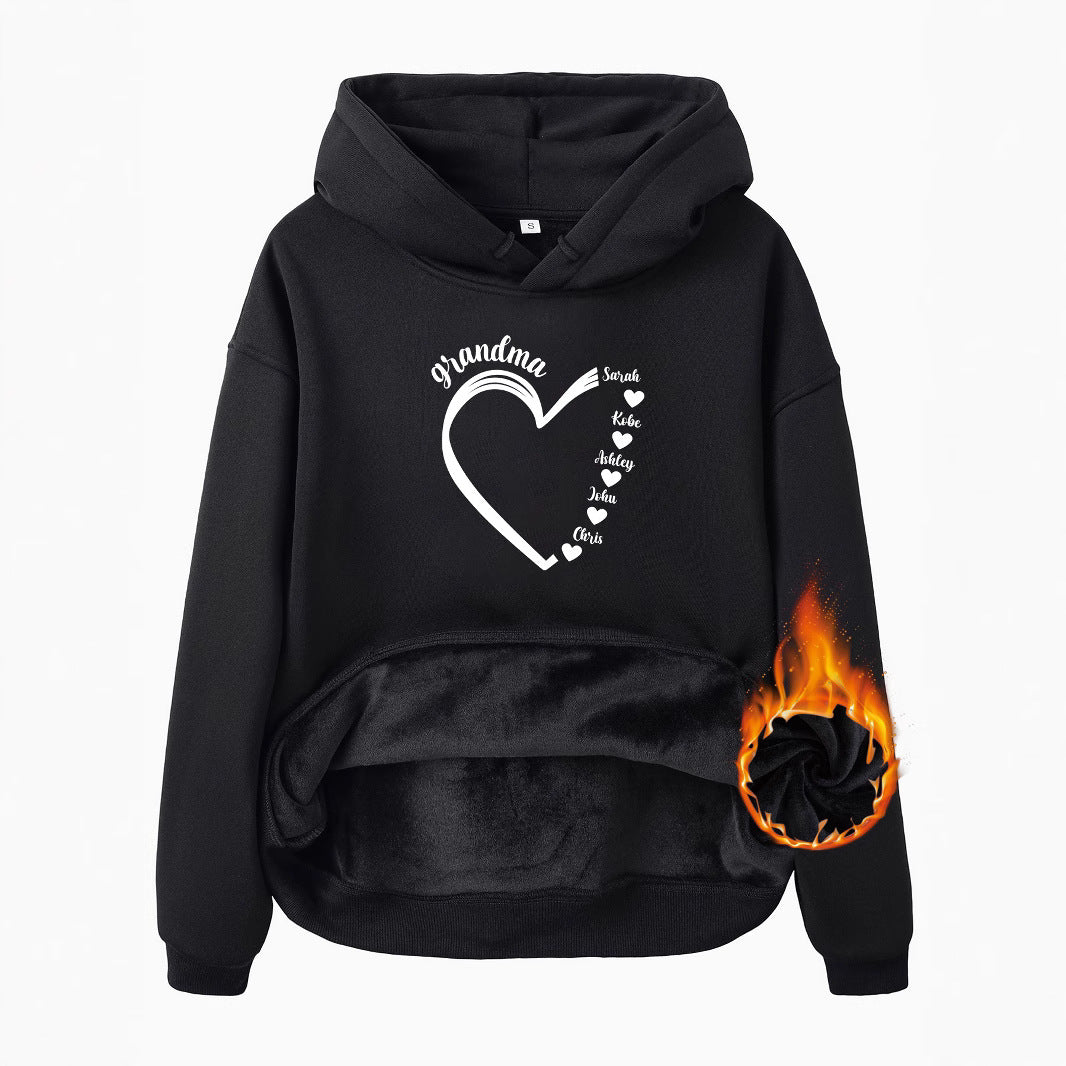 Top Hoodie with Grandma Love Pattern