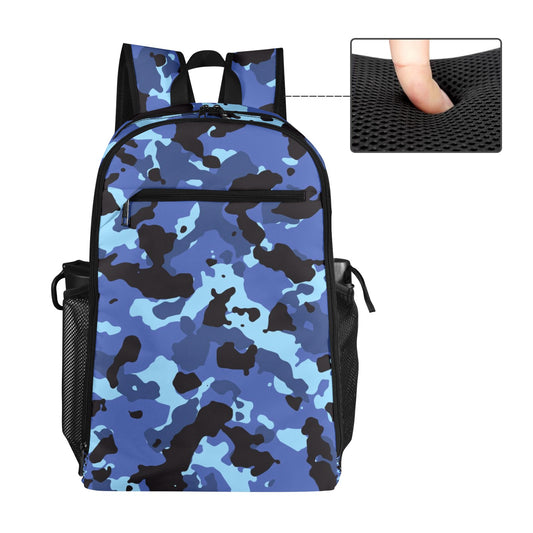Deep Ocean Blue Camo All Over Print Leisure Sports Backpack